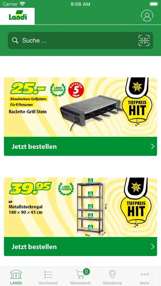 Screenshot LANDI Shop